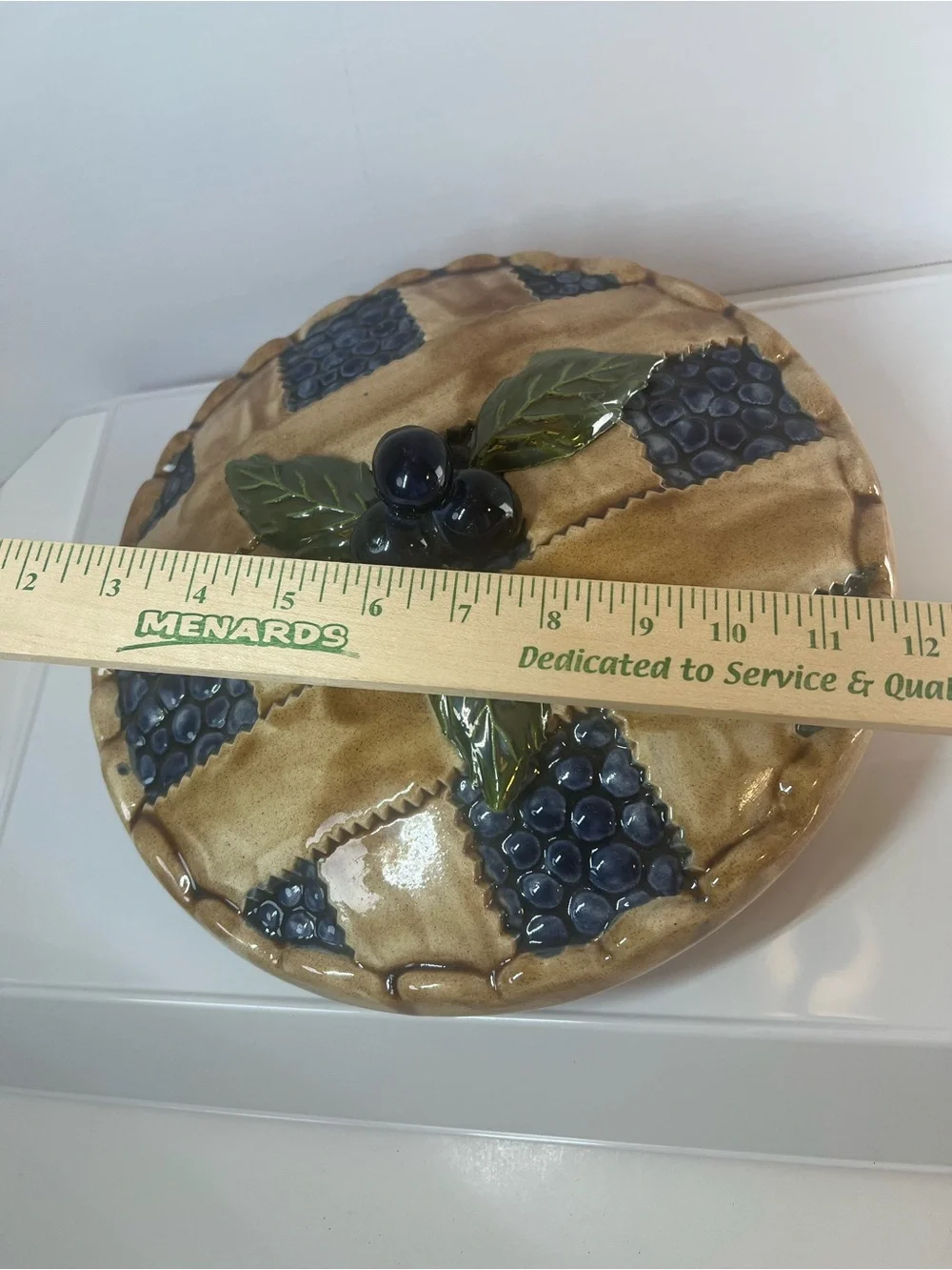 Ceramic Blueberry Pie Covered Dish from Portugal.